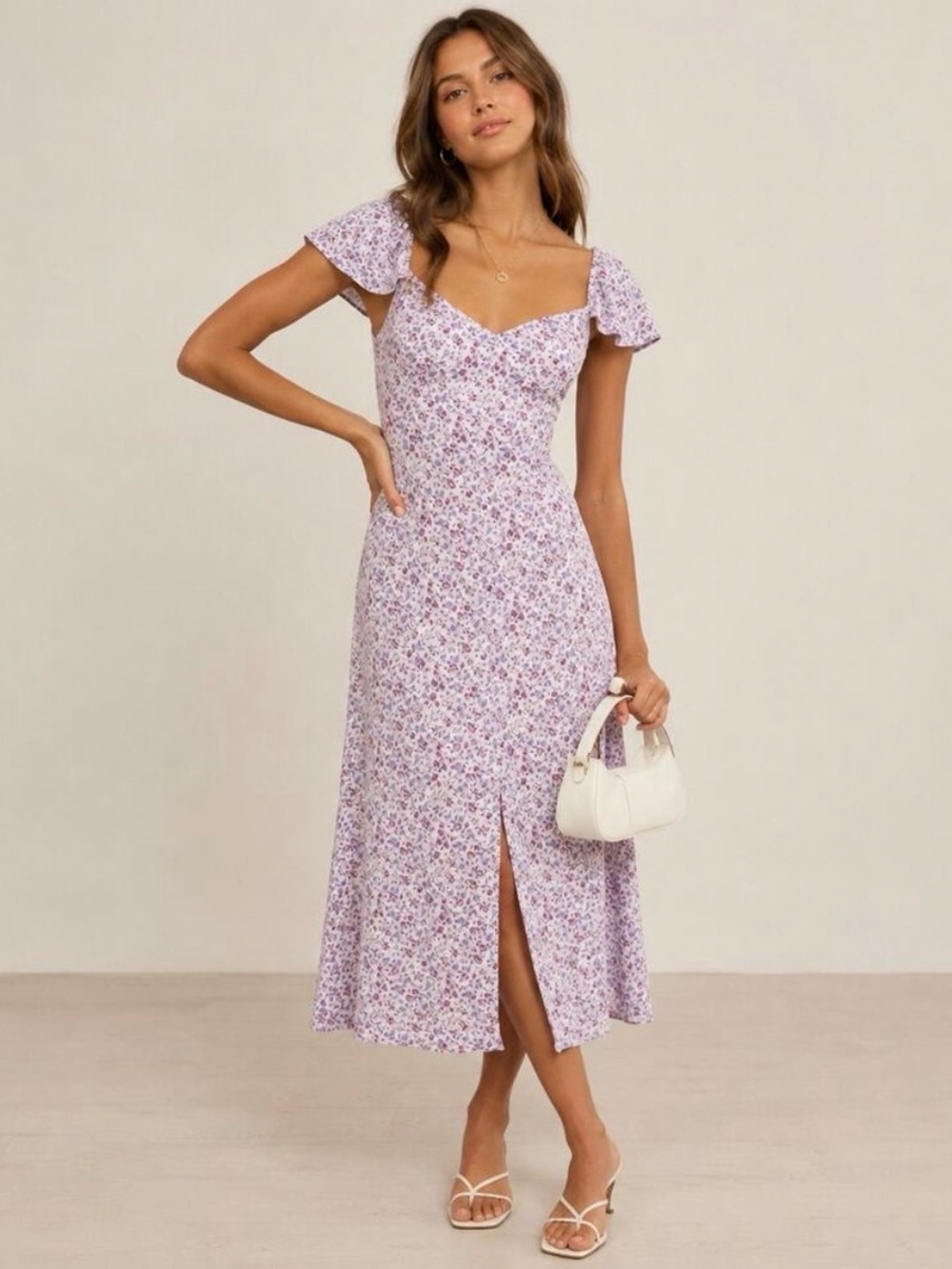 Reformation Lilac Floral Midi Dress